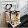 Bolso Grande de Color Contrastante para Mujer 2025 Primavera y Verano Nuevo Lindo Bolso de Hombro con Estampado de Dibujos Animados Literario Moderno Popular Bolso Tote