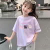 Camiseta Feminina 2026 Novo Estilo de Verão Infantil Algodão Puro Manga Curta Fashionável Solta Top Roupa de Verão para Meninas Mais Velhas Camiseta de Celebridade da Internet