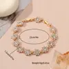 Estilo Lujo Ligero Popular Europeo y Americano para Mujer Pulsera de Flor Colorida Incrustada con Diamantes de Gama Alta Pulsera Ajustable