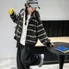 Chamarra suéter larga de rayas con capucha estilo coreano para mujer, nueva colección otoño/invierno, diseño holgado y relajado, cárdigan tejido