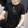 Camiseta Masculina de Manga Curta Modal 2024 Nova Verão Tendência Marca Trendyy ins Seda de Gelo Toque Gelado Meninos Estampada Meia Manga