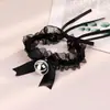Colar Choker Sexy de Renda com Laço e Sino para Clavícula Acessórios de Pescoço Tira de Pescoço Soft Girl Colar de Cosplay Maid