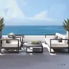 Juego de Sofá Exterior, Mesa de Café, Asiento y Taburete de Aleación de Aluminio para Patio, Terraza Acristalada y Muebles de Exterior