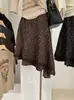 KEKEZOON Falda Midi Irregular de Encaje Patchwork Floral Vintage para Mujer Otoño Adelgazante Línea A 8860