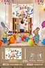 Decoración de Escena de Cumpleaños Lluvia de Globos para Cumpleaños Infantil Niño de 3 Años 2 Años Atmósfera de Ceremonia Tela Colgante para Niña Pequeña