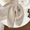 Pantalones con Abertura Inferior para Bebés Niños, Primavera, Otoño e Invierno, Forro Fino de Felpa, Ropa Exterior, Pantalones con Abertura Inferior para Bebés, Pantalones Deportivos para Niños, Felpa Integrada, Niñas