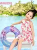 Traje de baño de sirena para niñas, vestido tipo chaleco de verano, para niños, estilo nuevo de bebé, niña princesa, traje de baño de una pieza dividido