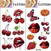 Pegatinas de Tatuaje de Cereza de Dibujos Animados Impermeables Femeninas de Larga Duración Estilo Ins Artificial Pegatinas de Tatuaje de Gama Alta Personalización