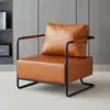Estilo Simples Verde Escuro Estilo Retrô Superfície de Couro Cadeira de Sofá Individual Comercial Sala de Estar Área de Janela de Canto Área de Lazer Cadeira de Relaxamento para Casa