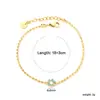 Pulseira Cruzada Europeia e Americana Flor de Sete Pétalas Estilo Ins Fresca e Doce Acessório de Mão Floral Pulseira de Aço Inoxidável Banhada a Ouro 18K