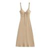 Vestido largo de encaje con tirantes finos para mujer, con escote en V, almohadillas para el pecho y cintura con cordones, Pure Desire 2024