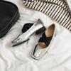 Cross Strap Ballet Sapatos Femininos Couro Genuíno Francês Dedo do pé quadrado Retrô Boca baixa Sapatos Individuais Sola macia prata Mary Jane Shoes Mulheres