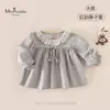 Nova roupa infantil de outono Classe A, camisa amiga da pele e confortável para bebês meninas, camisa com gola de lapela de renda floral estilo floresta