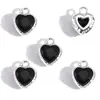 Colgante de corazón de piedra brillante incrustada en aleación simple para pulsera, collar, pendiente DIY, accesorio decorativo W715
