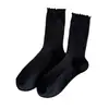 Calcetines de punto doble para mujer, color liso, de otoño e invierno, hasta la pantorrilla, con bordes rizados, perfectos para combinar con zapatos Mary Jane