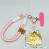 Llavero de Gato Hello Kitty Lindo Colgante Kt Cadena de Teléfono Móvil de Oro Puro Colgante para Bolsa de Lista Dorada Coche