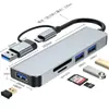 Hub USB Transfronteiriço Adaptador 7 em 1, Divisor Tipo-C para Laptop 3.0 Um para Quatro, Customização OEM
