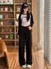Pantalones Rectos Holgados Grises Anchen de Cintura Alta Adelgazantes 2026 Otoño Nuevos para Mujer Verano Ropa de Trabajo para Ir al Trabajo Pantalones Deportivos Caídos