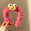 Diadema de Felpa Divertida Estilo Celebridad de Internet Muñeca Linda Dibujo Animado Ojos Grandes Boca de Salchicha Cara de Monstruo Diadema para Lavarse la Cara Accesorios para el Cabello