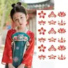 Disfraz antiguo Hanfu niños niñas estampado floral pegatina de tatuaje impermeable impresión en la frente pegatina de dibujos animados de princesa pegatina en el centro de la ceja niño