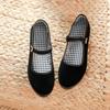 Zapatos de Tela Old Beijing para Mujer, Tacones Altos Negros, Zapatos de Tela Bajos para Madres, Zapatos Casuales con Cuña de Suela Suave para Personas Mayores, Zapatos de Trabajo para Hotel