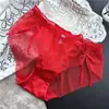 [Rojo Ancola] 880# Ropa Interior Roja Grande de Año Nuevo Malla de Encaje Seda de Hielo Ropa Interior Roja