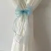 Amarre de Cortina de Gasa de Tres Capas con Lazo de Perlas Estilo Hada Decoración de Cortina de Gasa con Ribete Dorado Estilo Princesa Dormitorio Sala de Estar Ventana