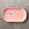 Plato de cerámica rectangular para comida doméstica de 12 pulgadas con diseño de flor de ciruelo pintada a mano japonesa, plato de fruta, plato de pescado al vapor