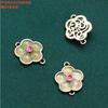 Plata esterlina nudo chino soporte flor de loto borla cuenta palabra fu accesorios retro hacer viejo DIY hecho a mano material con cuentas