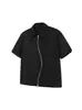 Camisa Negra de Manga Corta con Doble Cremallera en Forma de S para Hombre en Verano Cleanfit de Gama Alta Atractivo Diseño de Nicho