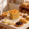 Colgante de Galleta Waffle de Sándwich Doble Capa en Miniatura para Decoración de Paisajismo, Juguete de Comida en Miniatura Resina DIY Pasador