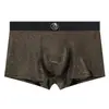Venta al por mayor de Ropa Interior para Hombre Huajielong de Seda Helada Texturizada de Color Sólido, Calzoncillos tipo Bóxer para Hombre Transpirables de Talle Medio y Tallas Grandes, Disponibles para Dropshipping