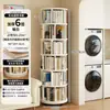 Estantería giratoria de madera maciza de 360 grados para dormitorio, mesita de noche, estante de almacenamiento, estante de almacenamiento estrecho de pie, estantería móvil