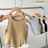 Colete Assimetrico Popular para Mulheres Transmitido ao Vivo, Roupa Íntima Básica Sem Costura de Seda Gelada com Bojo Fixo, Top Externo Sexy Sem Mangas