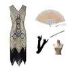 S-4XL Vestido de Fiesta de Noche Retro Gatsby de los Años 1920 Europeo y Americano Vestido de Lentejuelas y Flecos con Doble Escote en V