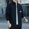 Camisa de Trabajo de Manga Larga 100% Algodón para Hombre de Primavera y Otoño, Corte Holgado Casual, Camisa de Negocios sin Planchar, Chaqueta para Hombre