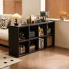 Gabinetes de Rejilla de Madera Maciza Cuidadosamente Seleccionados, Gabinetes de Almacenamiento para Sala de Estar Libremente Combinables, Gabinete Negro de Ocho Compartimentos, Estantería Baja de Exhibición
