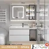 Lujo Ligero Cerámica Integrada Lavabo Gabinete de Baño Lavabo Combinación de Gabinete Lavabo de Baño Encimera de Baño Ledezhu