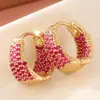 Brinco de Fivela para Brinco com Pingente de Gota d'Água Turquesa Mais Vendido Internacionalmente Brincos de Círculo com Zircônia Colorida Temperamento Feminino Acessórios de Brinco Banhados a Cobre Ouro 18K