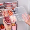 Caixa de Armazenamento de Alimentos Doméstica, Caixa para Preparo e Porcionamento na Cozinha, Caixa de Conservação para Geladeira com Quatro Compartimentos, à Prova de Odores, para Vegetais e Carnes Congeladas