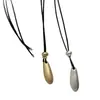 Collar con colgante ovalado de cordón de cuero minimalista estilo coreano, diseño de nicho de moda, cadena versátil para suéter para ir al trabajo