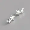 Aretes de Estrella de Cinco Puntas Estilo Coreano y Japonés para Mujer, Modernos Aretes de Tachuela de Estrella Torre Tendencia Veraniega, Aretes Lisos de Plata Sencillos y Delicados para Mujer