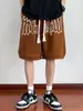 Shorts Masculinos de Verão Plus-Size Retrô Americano Casuais Soltos High Street Emagrecedores Esportivos de Comprimento Médio