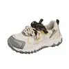 Tênis de corrida versátil com cadarço e sola grossa, tênis esportivo casual estilo coreano para mulheres, malha respirável, conforto duplo, estilo "dad shoes", color blocking