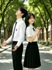 Conjunto de uniforme escolar unisex estilo academia con camisa blanca de secundaria falda plisada para estudiantes de preparatoria uniforme de clase atuendo para actuación coral foto de graduación