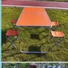 Conjunto de Mesa e Cadeiras Dobráveis de Liga de Alumínio Peça Única Portátil para Camping Churrasco Piquenique Dobrável para Exterior