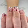 Uñas Postizas Cortas Desmontables Estilo Dama Francesa con Lunares Color Nude Pegatinas para Uñas de Venta Caliente al por Mayor