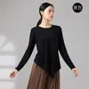 Ropa de práctica de danza moderna, top irregular holgado para mujer, dobladillo asimétrico, conjunto de baile de cuello redondo