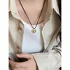 Collar de Cuerda Negra con Corazón Plateado para Mujer Cadena de Suéter Larga Halter de Lujo Accesible de Gama Alta Accesorios Simples