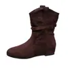 Botas estilo Martin femininas que aumentam a altura, novo estilo outono e inverno 2026, botas plissadas empilhadas extremamente estilosas, botas cowboy western, botas curtas populares